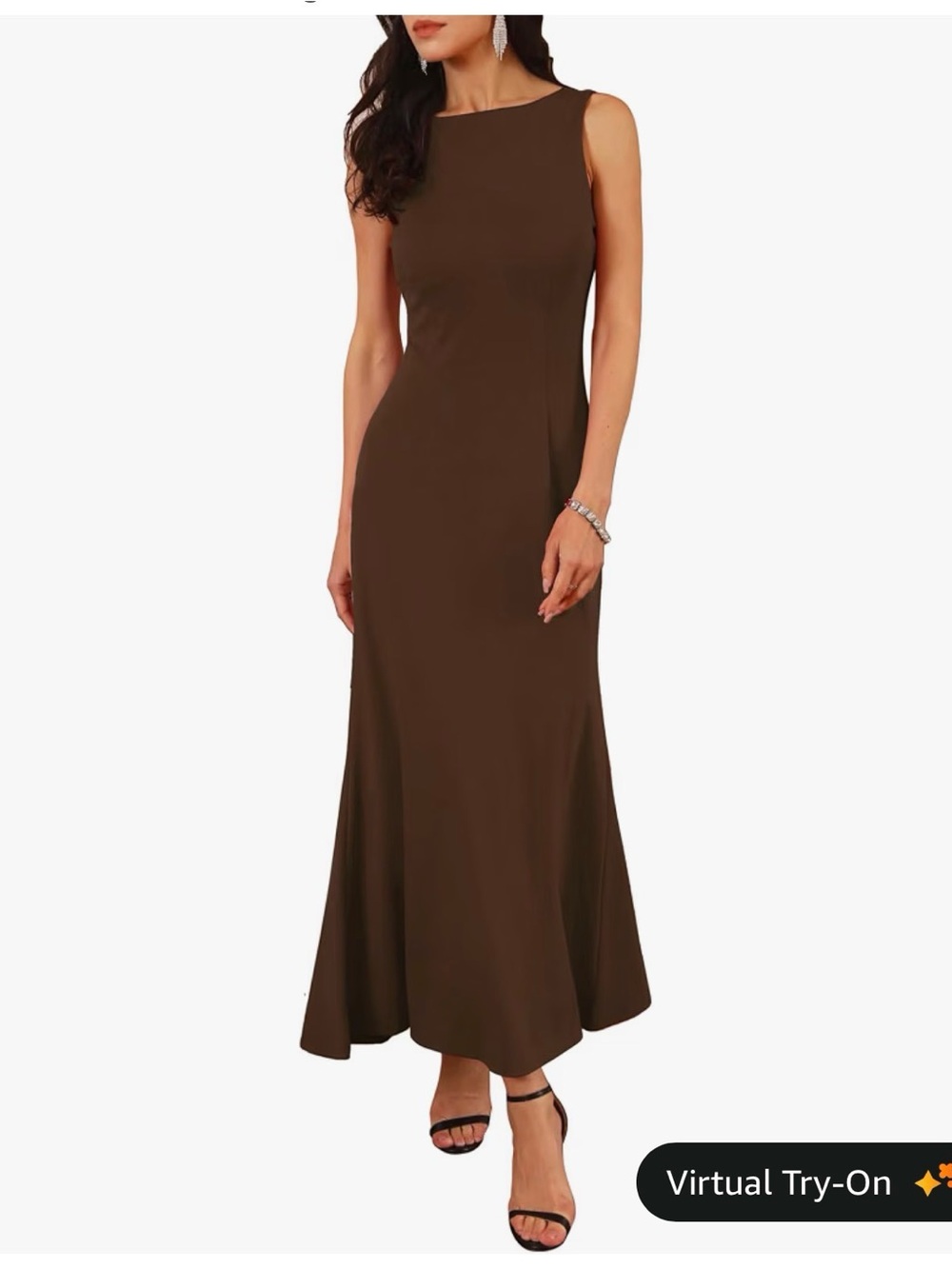 Elegant Brown Sleeveless Maxi Dress